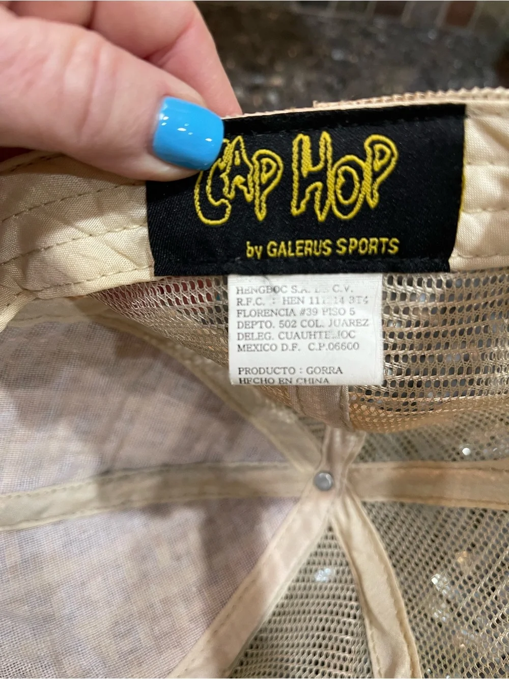 SL Potosi Women's Tan Cowhide Woven Trucker Cap with Stud Detail SnapBack